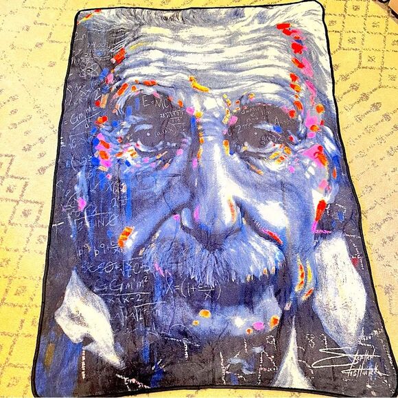 NEW Stephen Fishwick It's All Relative Albert Einstein Fleece Blanket - Picture 1 of 5
